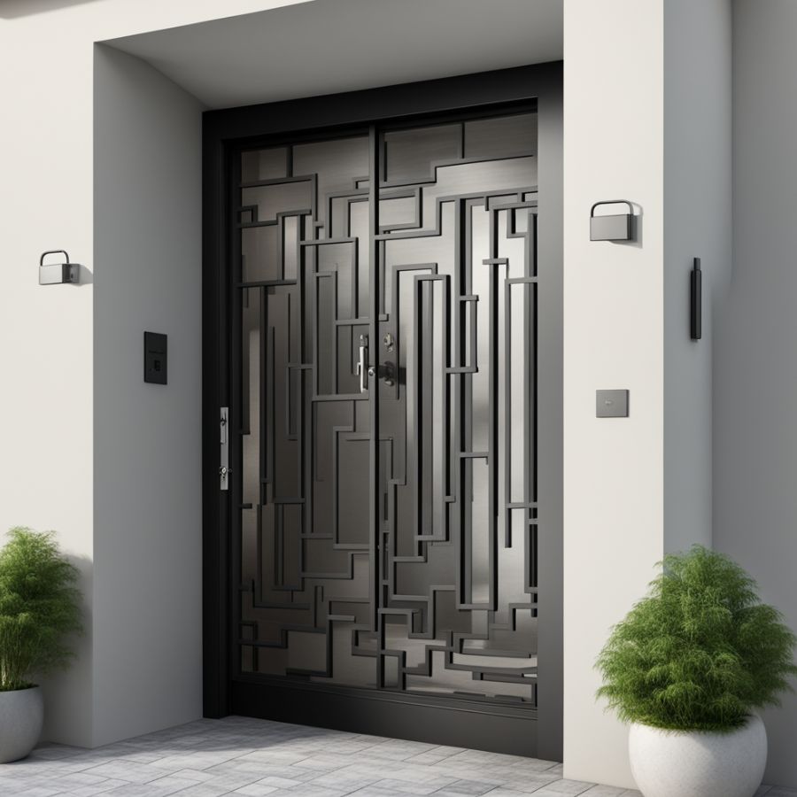 diseños de puertas de herreria modernas para entradas grandes