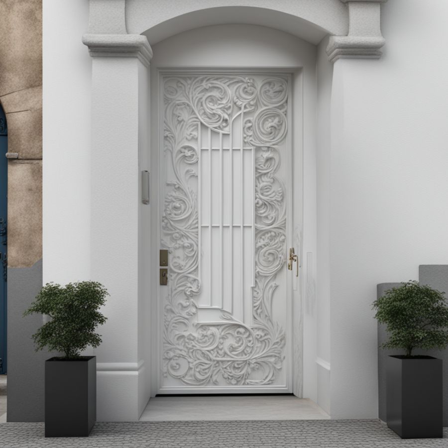 puerta de herrería sencilla y bonita color blanco