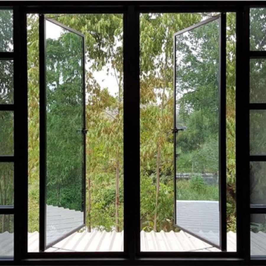 ventanas de herreria para interiores de dos partes con vidrio transparente