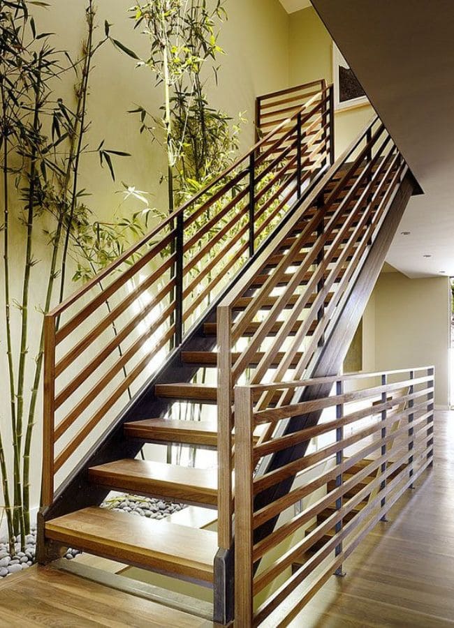 diseños de escaleras de herrería con madera modernas